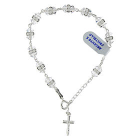 Zehner-Armband mit weißem Kristall und Strass, 925er Silber