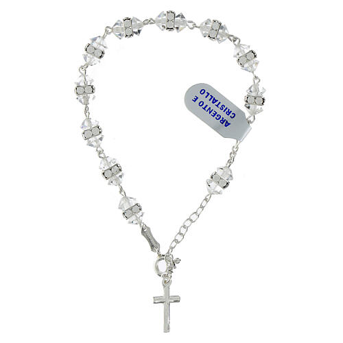 Cross bracelet with white crystal rhinestone beads 925 silver  3