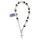 Single decade rosary bracelet of bicoloured crystals with rhinestones, black and white, 925 silver s3