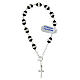 Single decade rosary bracelet of blacl crystals with rhinestones, 925 silver s1