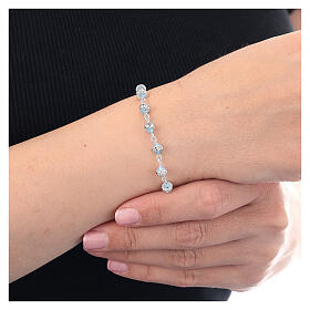 Bracelet grains cristal conique bleu ciel anneau strass argent 925