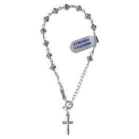 Bracciale grani cristallo conico azzurro rondelle argento 925