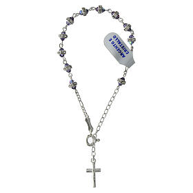 Bracciale argento 925 grani cristallo conico viola iridescente
