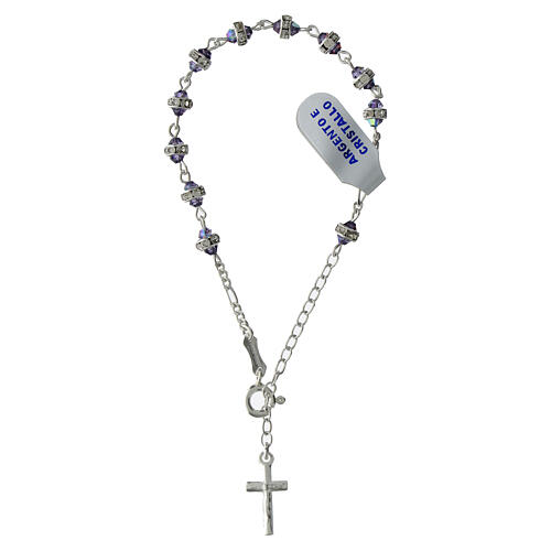 Bracciale argento 925 grani cristallo conico viola iridescente 1