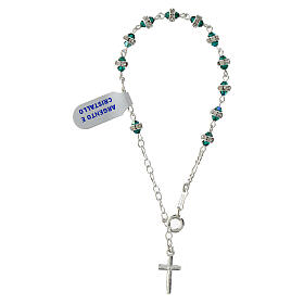 Rosenkranz-Armband, 10er-Armband, 925er Silber, grüne Kristalle, Strass-Rondellen