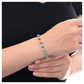 Rosenkranz-Armband, 10er-Armband, 925er Silber, grüne Kristalle, Strass-Rondellen