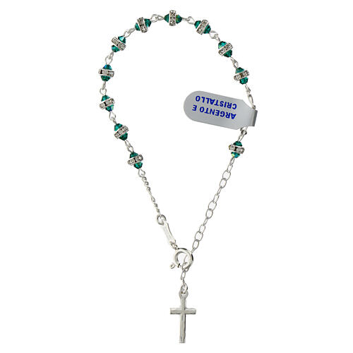 Rosenkranz-Armband, 10er-Armband, 925er Silber, grüne Kristalle, Strass-Rondellen 3