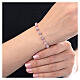 Bracciale decina grani rosa cristalli argento 925 strass s2