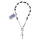 Cross bracelet with ten iridescent black conical beads and 925 silver rhinestones s3