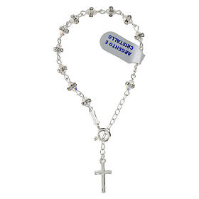Bracciale rondelle strass decina cristalli bianchi argento 925