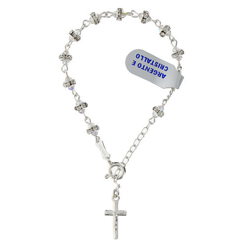 Bracciale rondelle strass decina cristalli bianchi argento 925 1