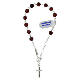 Pulseira dezena cristal granada facetada 6 mm prata 925