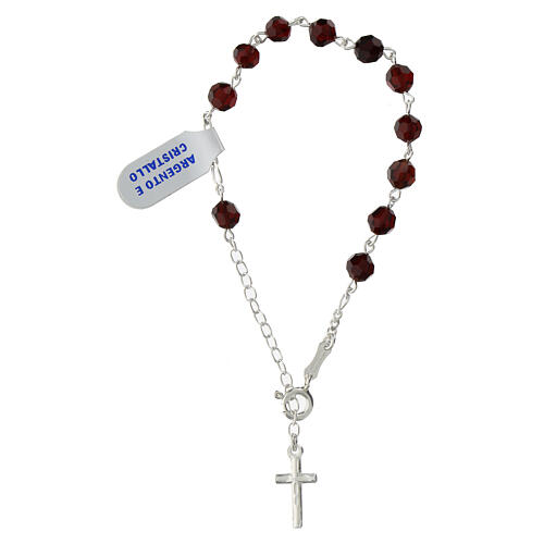 Decade rosary bracelet faceted garnet crystal 6 mm 925 silver 3