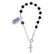 Single decade rosary bracelet, 0.24 inches garnet crystals, white Our Father bead with cross, 925 silver s1