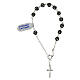 Rosary bracelet 6 mm black rhinestone ball with white cubic zirconia 925 silver s1