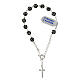 Rosary bracelet 6 mm black rhinestone ball with white cubic zirconia 925 silver s3