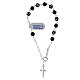 Single decade rosary bracelet of black strass balls and black crystals, 0.24 in, 925 silver s1