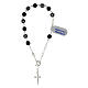 Single decade rosary bracelet of black strass balls and black crystals, 0.24 in, 925 silver s3
