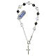 Single decade rosary bracelet of black strass balls and white iridescent crystals, 925 silver s1