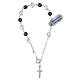 Single decade rosary bracelet of black strass balls and white iridescent crystals, 925 silver s3