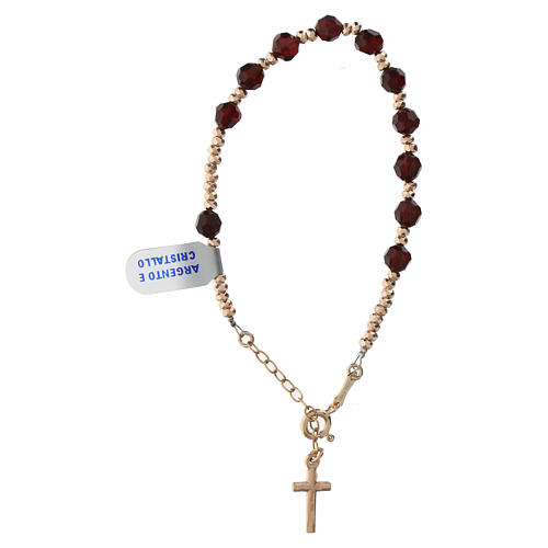 Armband aus 925er Silber mit rosegoldfarbenem Hämatit und Granat Kristall 3