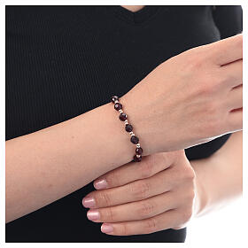 Pulsera hematites rosada decena cristal granate plata 925