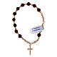 Decade rosary bracelet with rose hematite garnet crystals and elastic cross in 925 silver s1