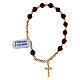 Decade rosary bracelet with rose hematite garnet crystals and elastic cross in 925 silver s3