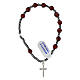 Armband aus schwarzem Hämatit mit bordeauxfarbenen Kristallperlen elastisch mit Silberkreuz 925 s1