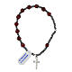 Bracelet hématite noire cristaux bordeaux élastique croix argent 925 s3