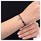 Pulseira elástica hematita preta contas 6 mm cristal bordô prata 925 s2