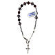 Bracciale decina grani bordeaux bianchi croce argento 925 ematite s3