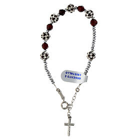 Armband aus 925er Silber mit Strassball weinroten Granatkristallen und Hämatit
