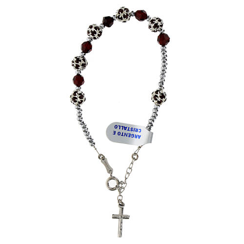 Bracciale strassball cristalli vinaccia ematite argento 925 1