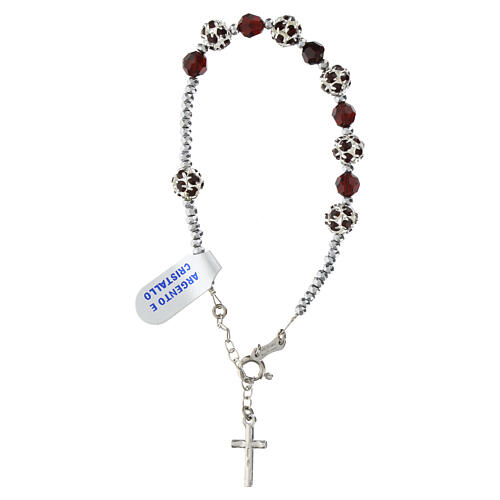 Bracciale strassball cristalli vinaccia ematite argento 925 3