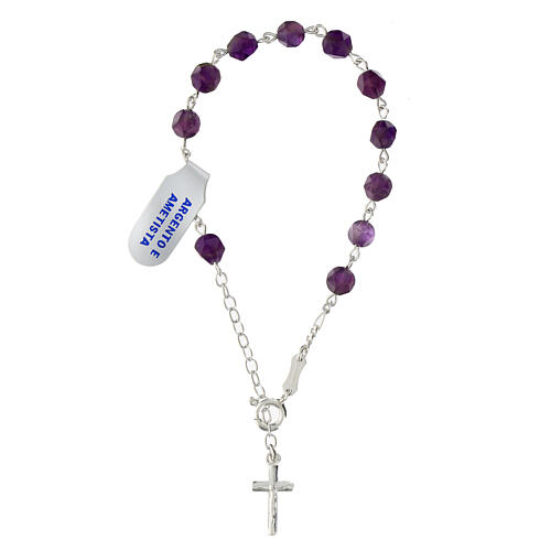 Decade rosary bracelet with faceted amethyst 6 mm 925 silver 1