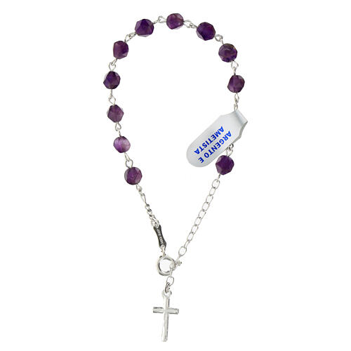 Decade rosary bracelet with faceted amethyst 6 mm 925 silver 3