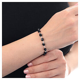 Bracelet dizainier grains onyx à facettes 6 mm argent 925