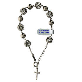 Bracciale strassball bianco sfere lucide argento brunito 925