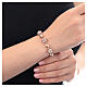 Pulsera plata rosada cuentas strass zircones blancos 10 mm s2