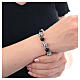 Single decade rosary bracelet, onyx and white strass ball beads, burnished 925 silver s2