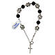 Single decade rosary bracelet, onyx and white strass ball beads, burnished 925 silver s3