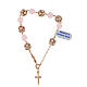 Single decade rosary bracelet, quartz and white strass ball beads, rosé 925 silver s1