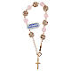 Single decade rosary bracelet, quartz and white strass ball beads, rosé 925 silver s2