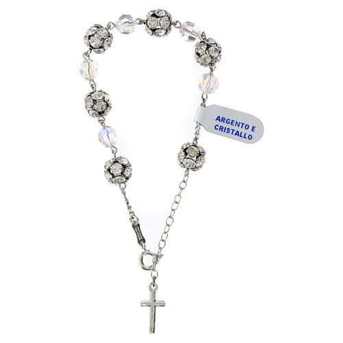 Silberarmband mit schillernden Kristallen und Strassperlen 10 mm 3