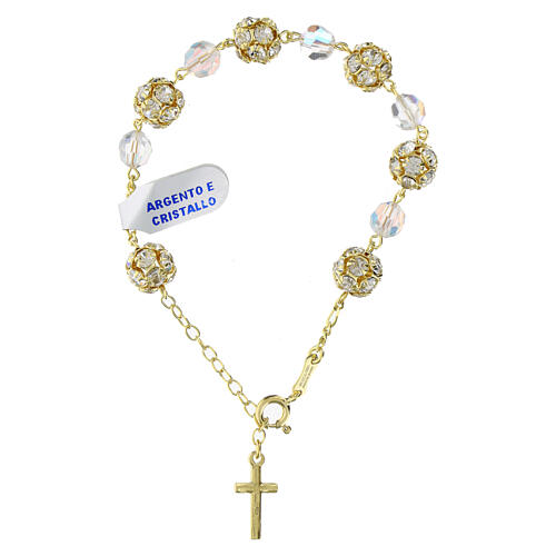 Vergoldetes Armband aus 925er Silber mit Strassball Irisierendem Kristall 3