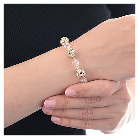 Golden iridescent crystal rhinestone bracelet in 925 silver