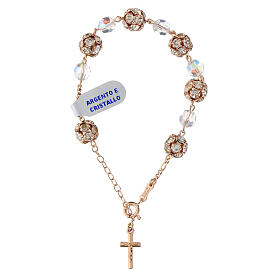 Zehner-Armband aus 925er Roségold-Silber mit schillernden Kristallen und Strassball