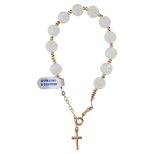 Pulseira hematita rosê cristais efeito gelo 10 mm prata 925 3