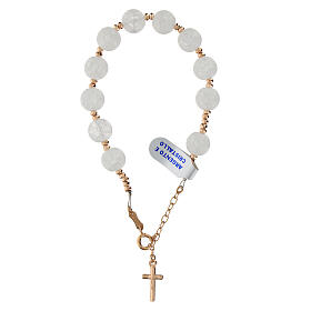 Rose hematite rosary bracelet with frost crystals 10 mm 925 silver
